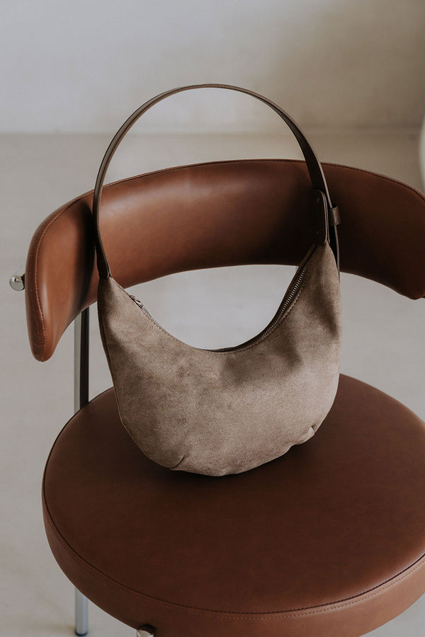 Caramel Tan Suede Buckle Charlotte Bag