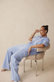 Blue High Waist Drawstring Pocket Brielle Pants