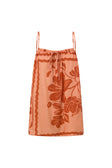 Alani Floral Thin-Strap Top - Fiore Postcard Print in Coral Pink and Red
