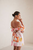 Zoi Babydoll Dress - Palm Tile Fuego Pink Red Orange Yellow