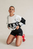 Osaka Vintage Oversized Sweater - Fleece Black White Grey