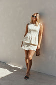 Cream Structured Pleated Dart Breezy Top