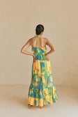 Leigh Cutout Maxi Dress - Green, Blue & Orange Morning Yellow Print