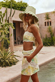 Green Fiore Festivo Print Strappy Aquila Crop Top