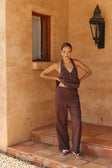 Chocolate Brown Elastic Drawstring Elara Pants