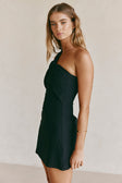 Black One Shoulder Cutout Mini Knot Dimmi Dress