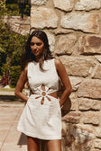 White Cut Out Mini Verana Dress