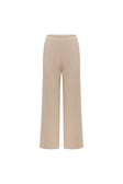 Beige Cotton Knit High Waist Lilah Pants