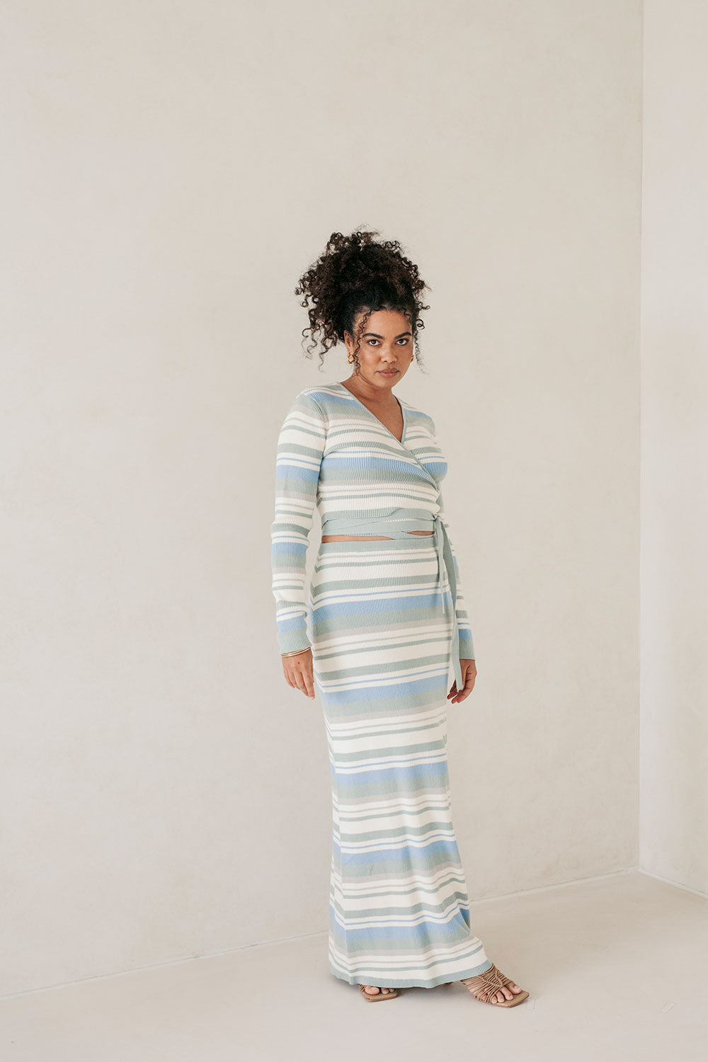 Kaila Maxi Skirt - Blue, White, Grey