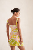 White Checker Floral Mini Tyler Dress