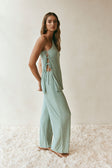Sage Green One-Shoulder Side Tie Zen Top