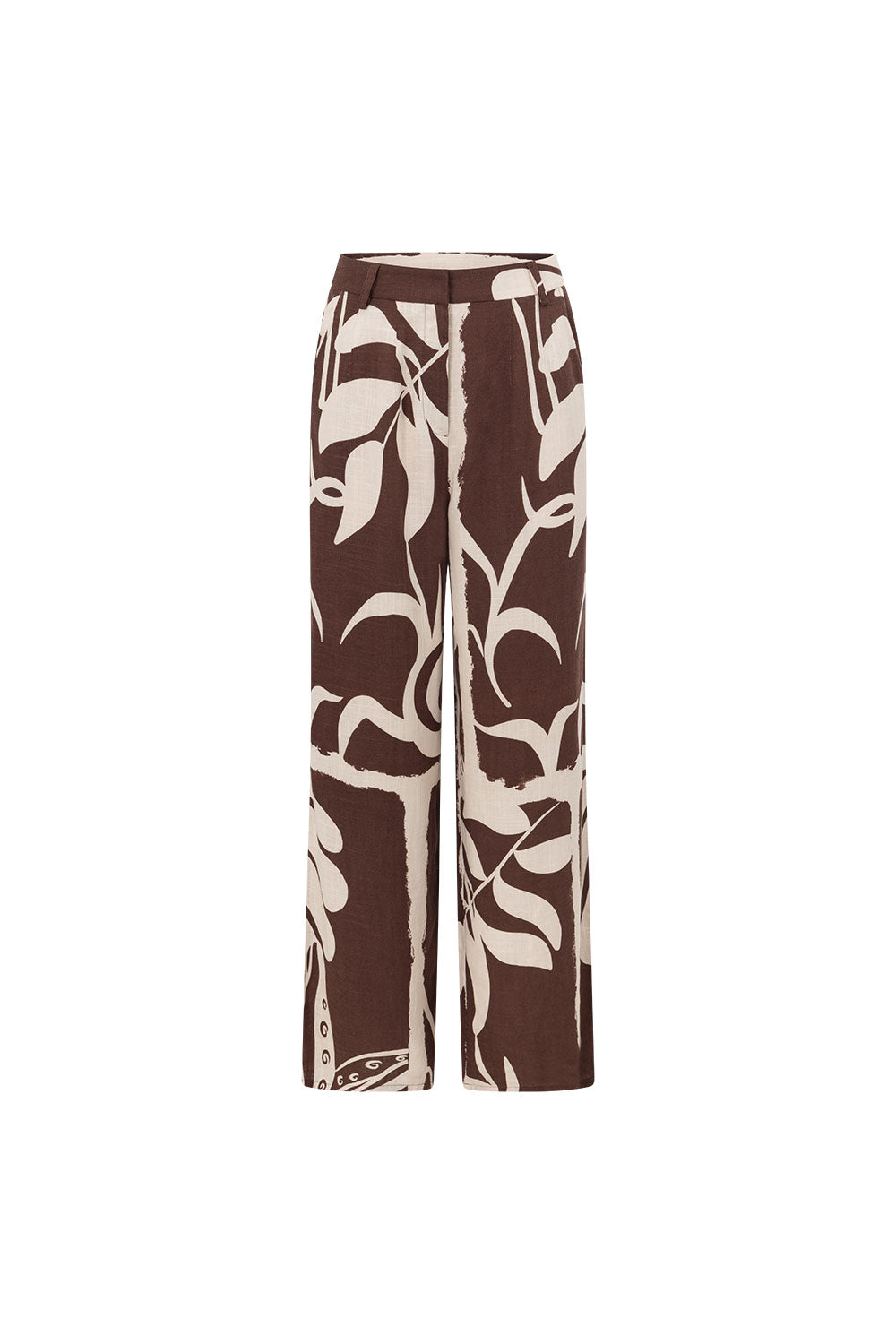 Brown and Cream Painted Tiles Print Presley Pants