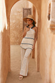 Cream Patch Crochet Knit High Waist Matilda Pants