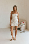 Beige Strappy Front Tie Mini Alexandra Dress