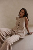 Beige Cotton Knit High Waist Lilah Pants