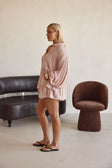 Blush Pink Long Sleeve Button Up Panel Huxley Top