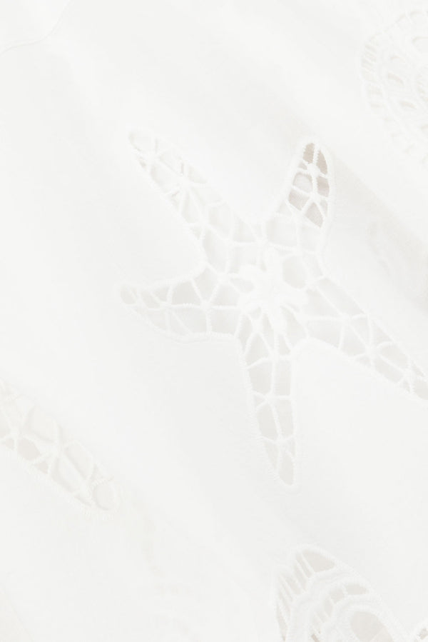 Nissi Collared White Embroidered Short Sleeve Shirt - Corallo Bianca