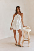 Kharli Halterneck Frill Mini Backless Wrap Dress - White