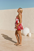 Red Voyage Print Halter A Line Mini Tasmin Dress