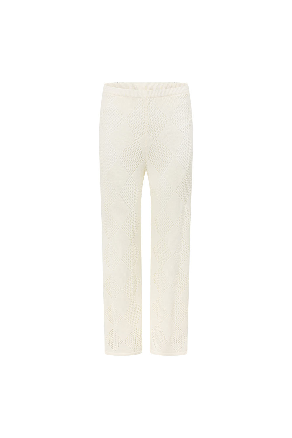 Cream Knit Elastic High Waist Blanca Pants