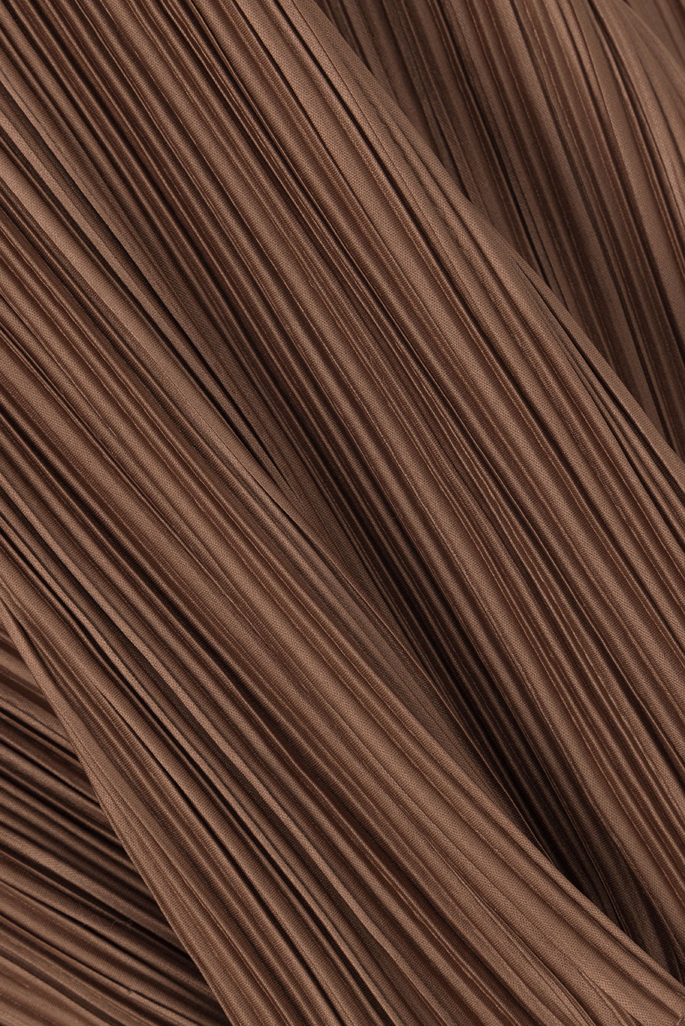 Brown Silky Pleat Drawstring Maxi Catalyna Skirt