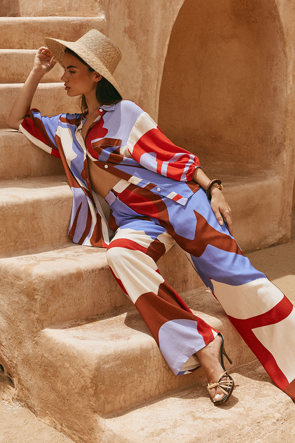 Valley Red Print Relaxed Dia Trouser Pants