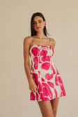 Tiana Thin Strap Mini Dress - Pink, White Ada Floral Print