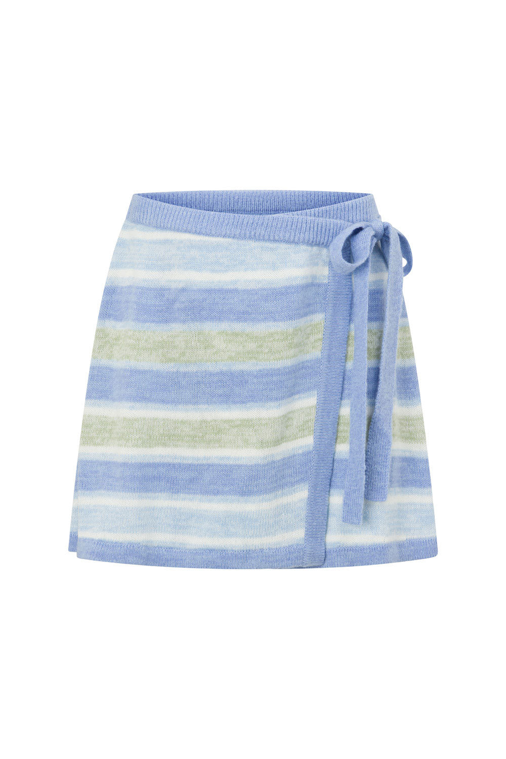 Blue Stripe Knit Mini Wrap Nell Skirt