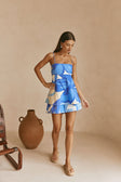 Valley Blue Print Strappy Flared Mirella Playsuit