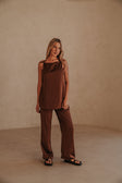 Chocolate Brown Thin Strap Backless Kinsley Jumpsuit