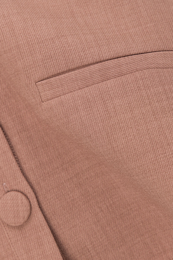 Tan Structured Button Up Raven Top