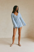 Tori Elasticated Knit Shorts - Blue, White