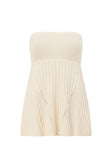 Cream Ribbed Strapless Alice Top