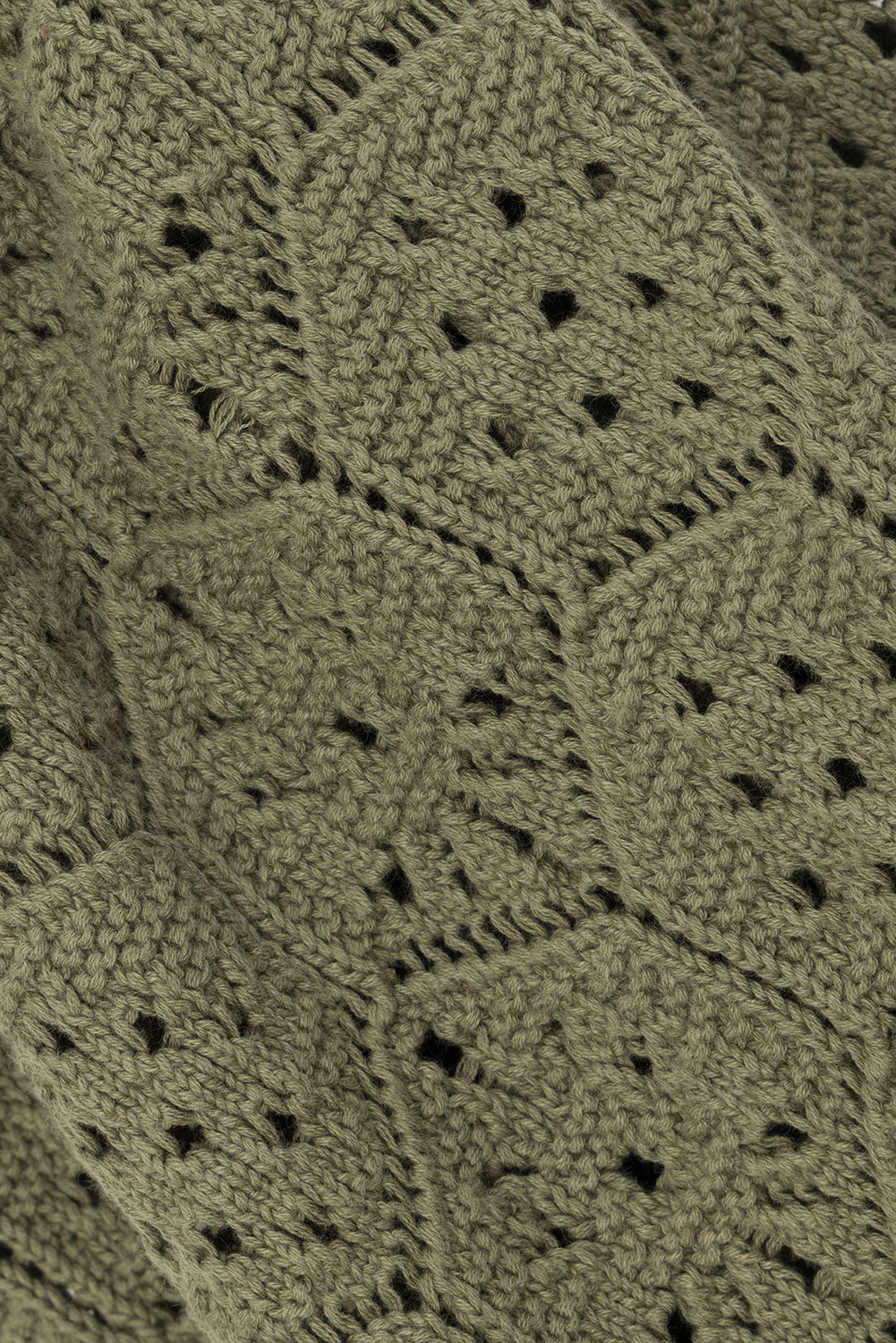 Khaki Green Crochet Knit High Waist Umiko Pants