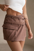 Chocolate Brown Tie Mini Luna Skirt