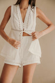 White Lace Elastic Drawstring Cerelia Shorts