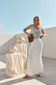 White Woven Ribbed Maxi Silla Skirt