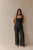 Black Relax Tailored Tie Khaleesi Pants