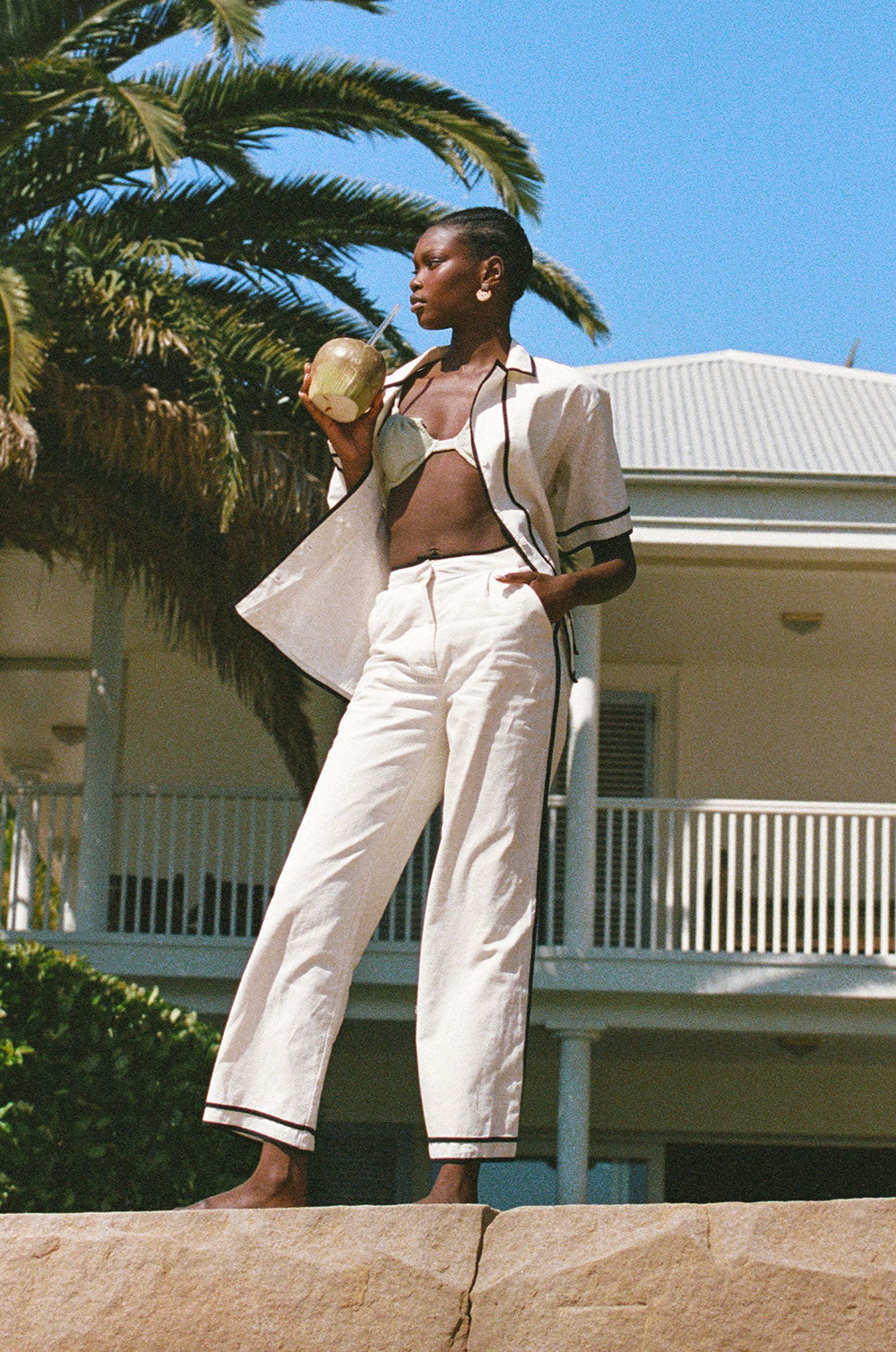 Lively Pocket Pants - Cream, Black