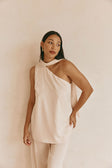 Beige Silky Asymmetric Scarf Koda Top