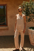 Brown and Cream Stripe Knit Halter Eros Top