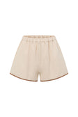 Beige High Waist Elastic Rosalina Shorts