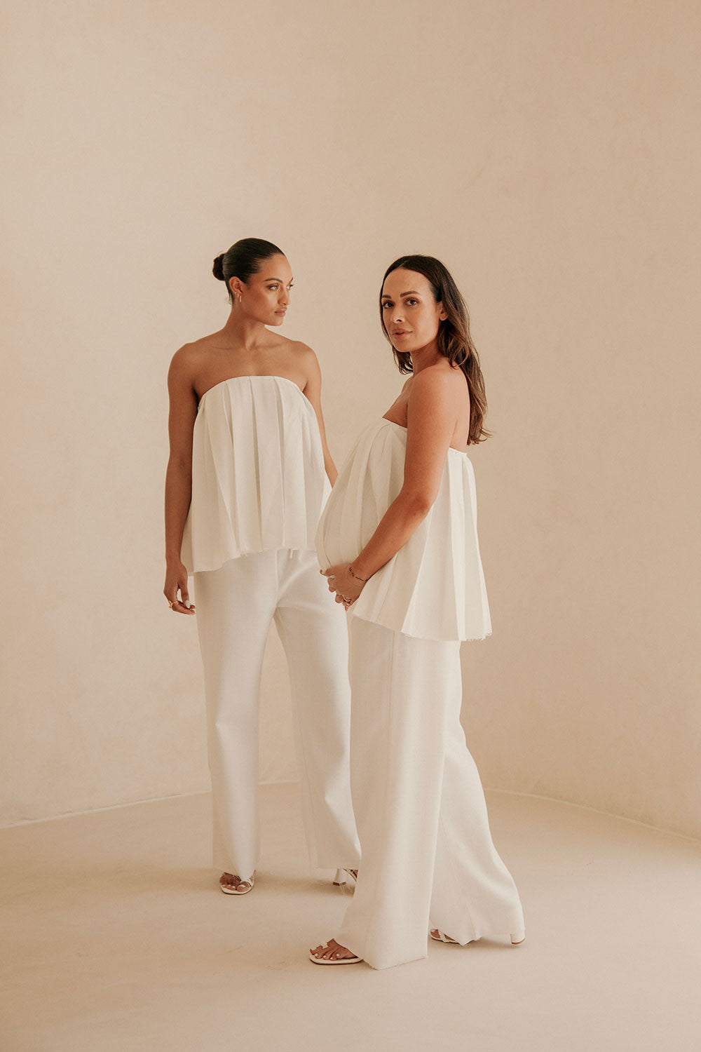 White Relaxed Elastic Drawstring Kamila Pants