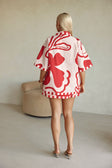 Red and Pink Darling Floral Print Button Up Delphia Top
