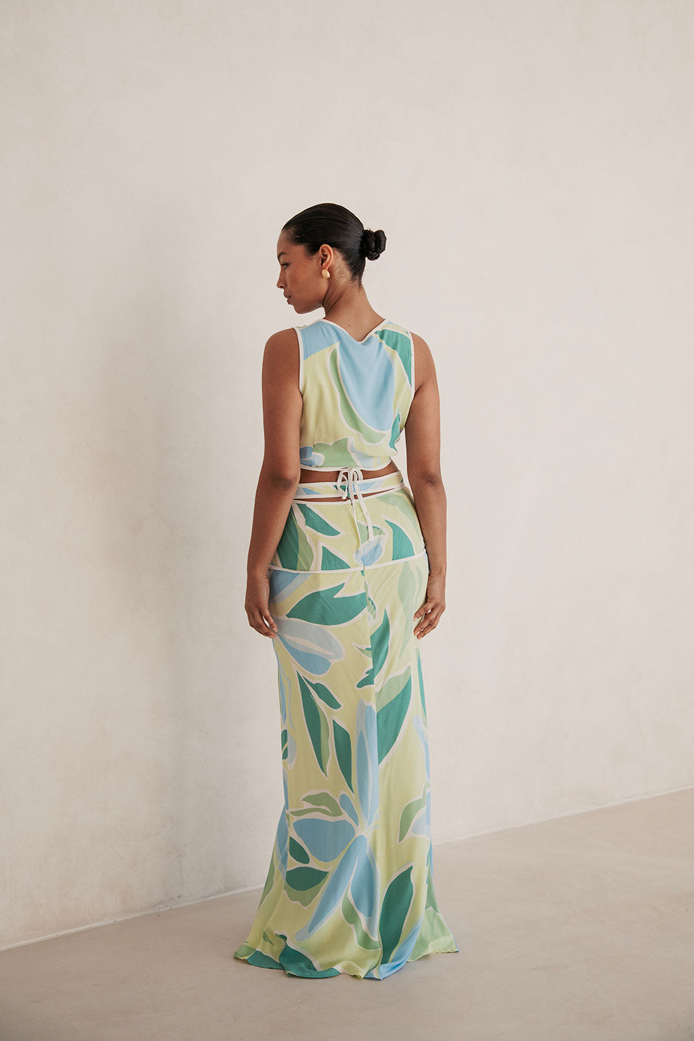 Euphoria Maxi Tie Skirt - Blue Green White