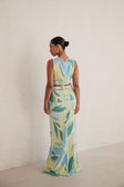 Euphoria Maxi Tie Skirt - Blue Green White