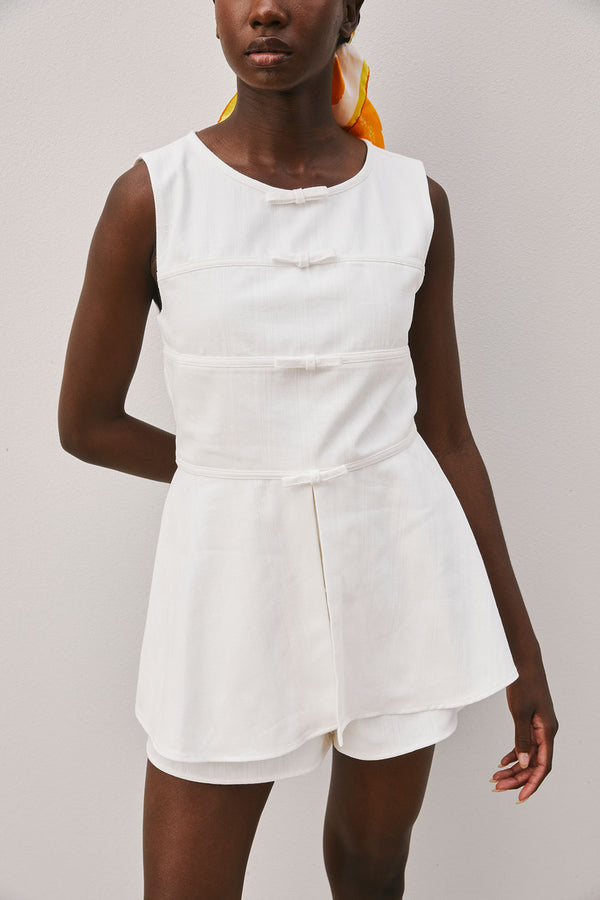 White Cotton Split Longline Muse Top