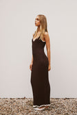 Chocolate Brown Pleated Knit Maxi Bally Dress