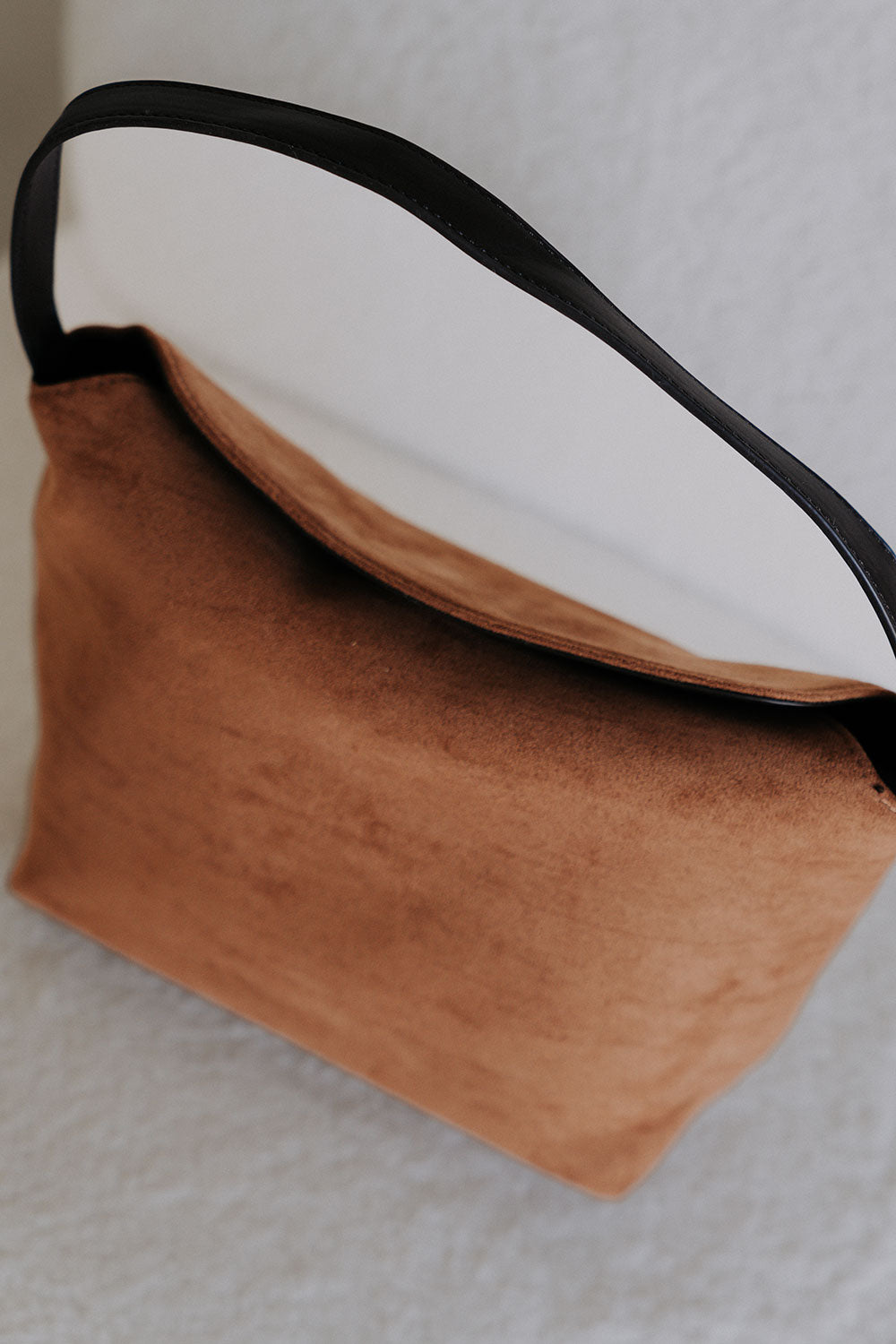 Dark Tan Vegan Suede Tewai Shoulder Bag