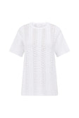 White Wave Knit Short Sleeve Leah T Shirt Top